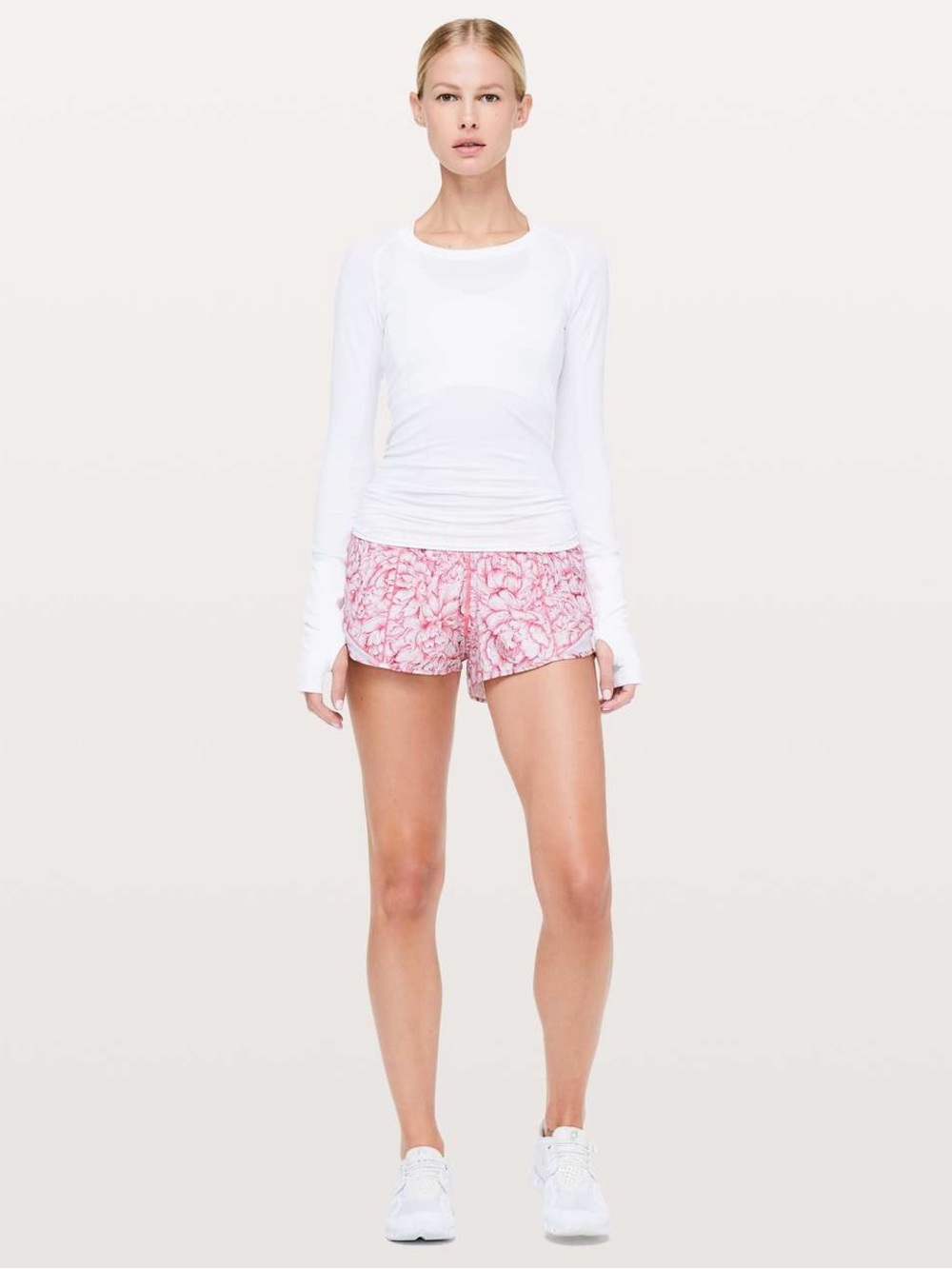 Lululemon Hotty Hot Short II 2.5”Floral Bloom White Star Ruby / White Size 12